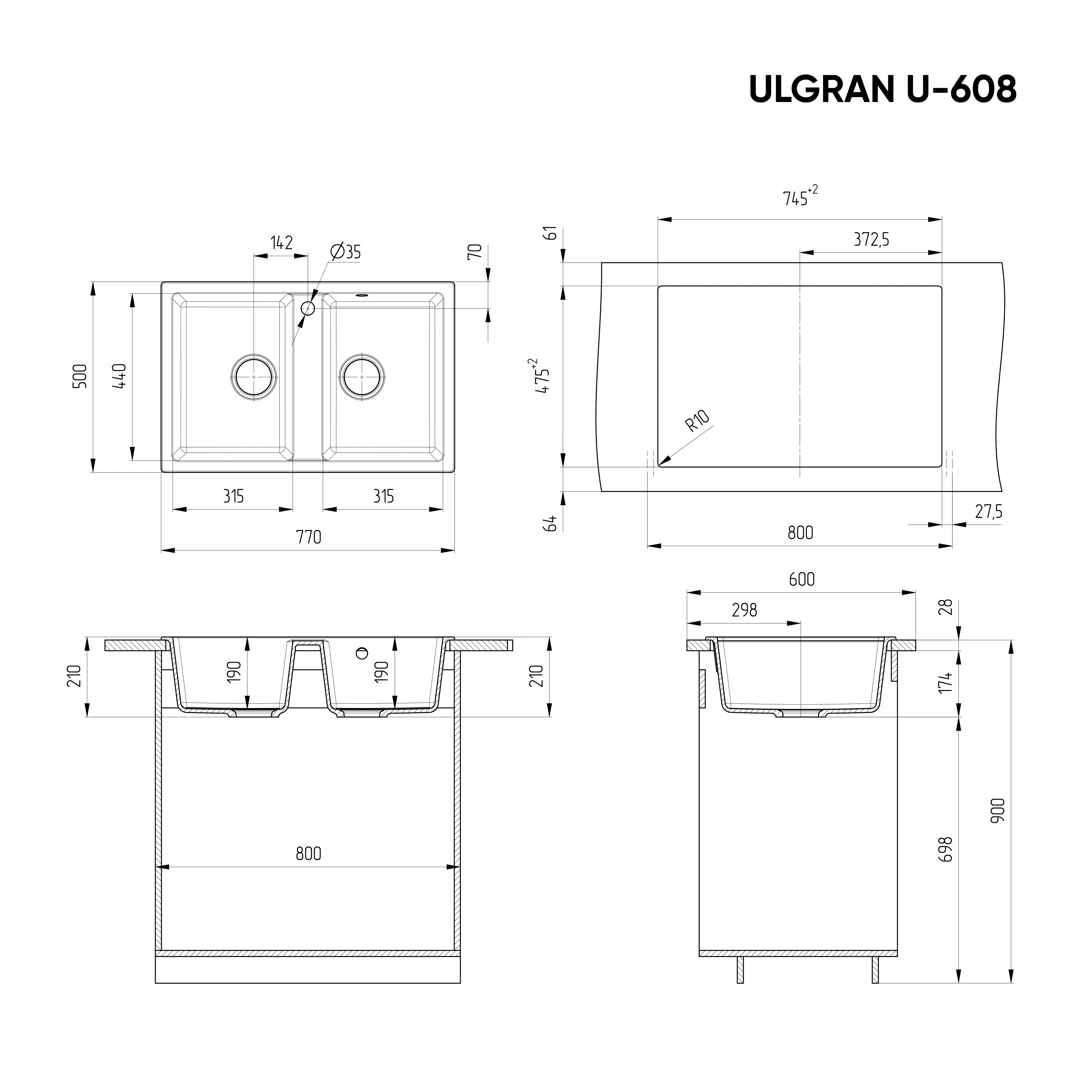 Мойка Ulgran U-608-331 белый